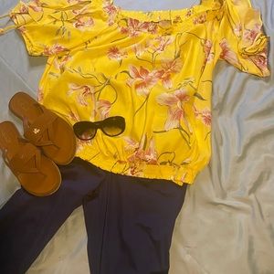 Yellow floral lightweight top